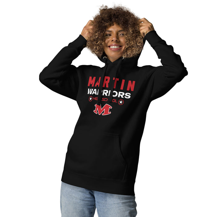 Woman wearing Martin High School Warriors Black Premium Unisex Hoodie 003