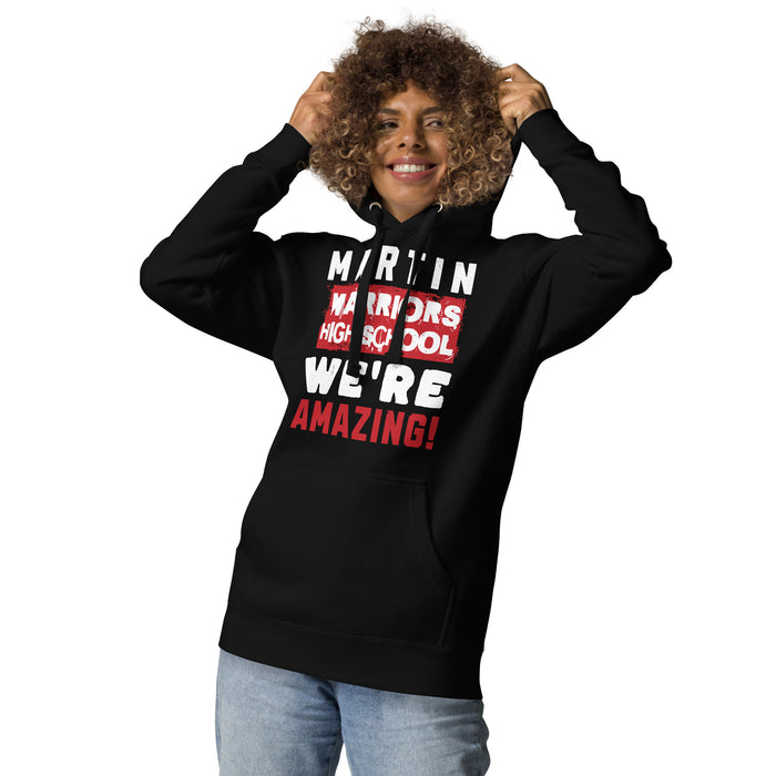 Woman wearing Martin High School Warriors Black Premium Unisex Hoodie 231