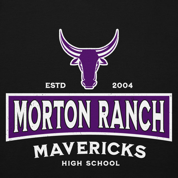 Close-up view of Morton Ranch High School Mavericks Premium Black Unisex Hoodie 202