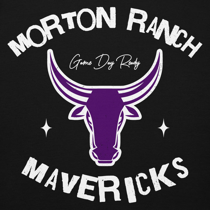 Close-up view of Morton Ranch High School Mavericks Premium Black Unisex Hoodie 228
