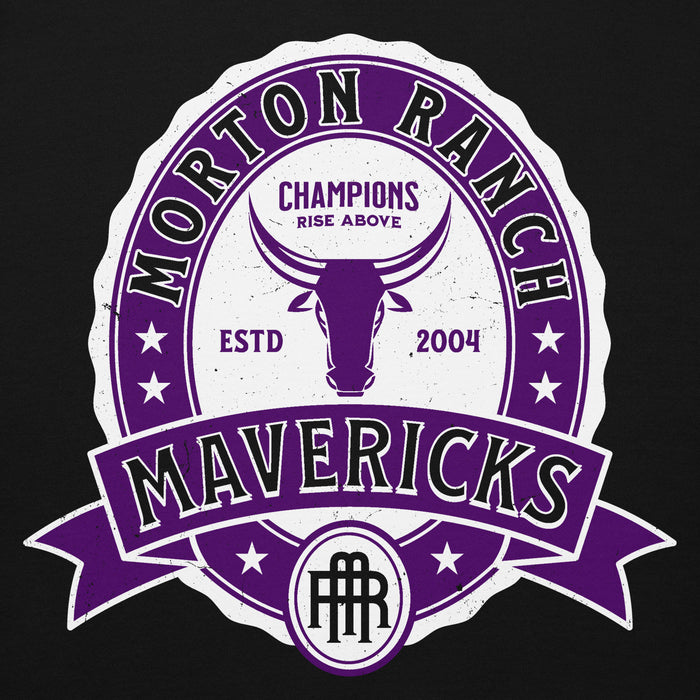 Close-up view of Morton Ranch High School Mavericks Premium Black Unisex Hoodie 212