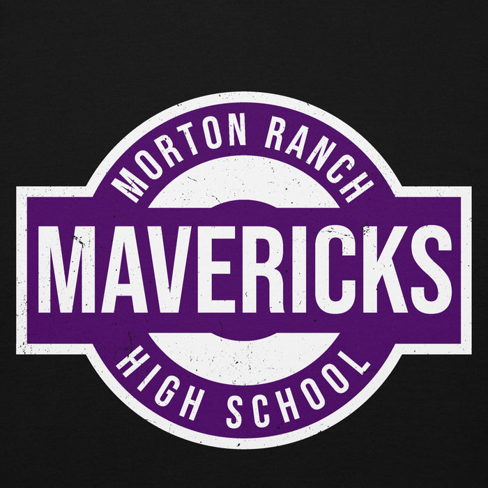 Close-up view of Morton Ranch High School Mavericks Premium Black Unisex Hoodie 011