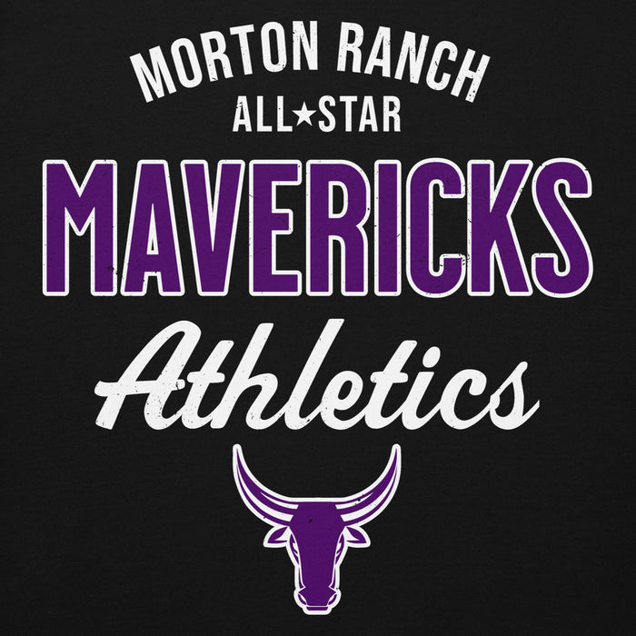 Close-up view of Morton Ranch High School Mavericks Premium Black Unisex Hoodie 034