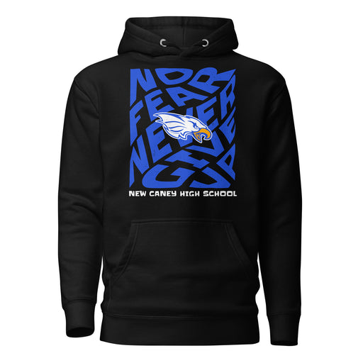 Close-up view of New Caney High School Eagles Black Premium Unisex Hoodie 236