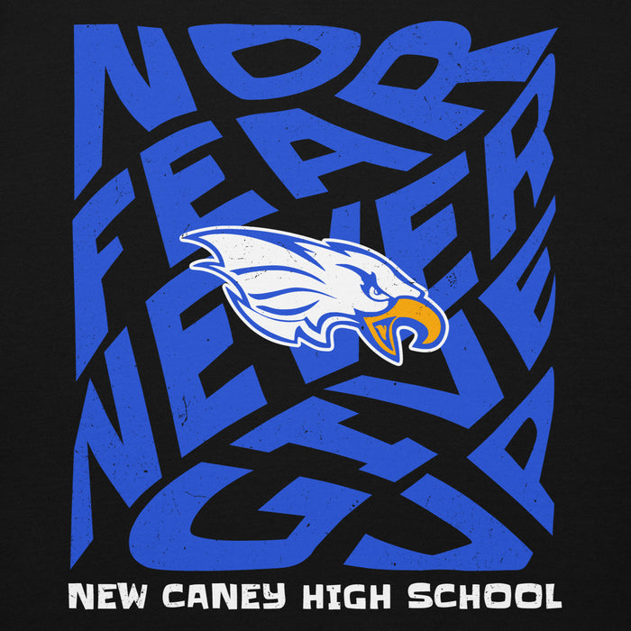 Close-up view of New Caney High School Eagles Black Premium Unisex Hoodie 236