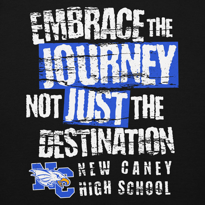 Close-up view of New Caney High School Eagles Black Premium Unisex Hoodie 232