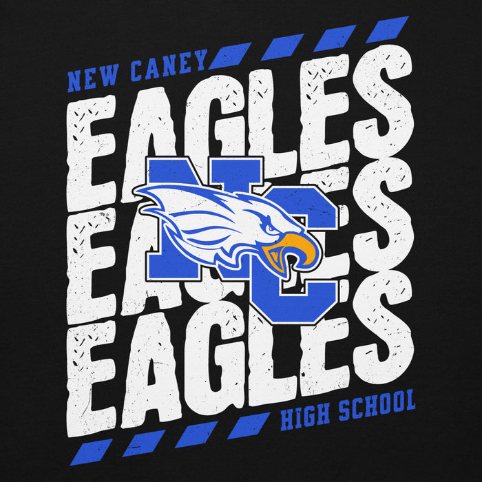 Close-up view of New Caney High School Eagles Black Premium Unisex Hoodie 223