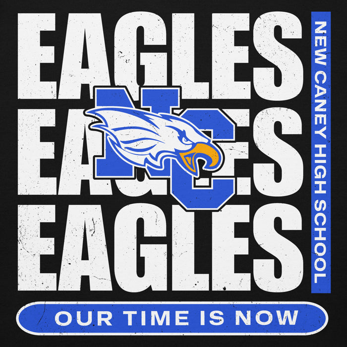 Close-up view of New Caney High School Eagles Black Premium Unisex Hoodie 235