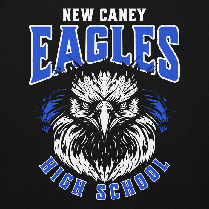 Close-up view of New Caney High School Eagles Black Premium Unisex Hoodie 213