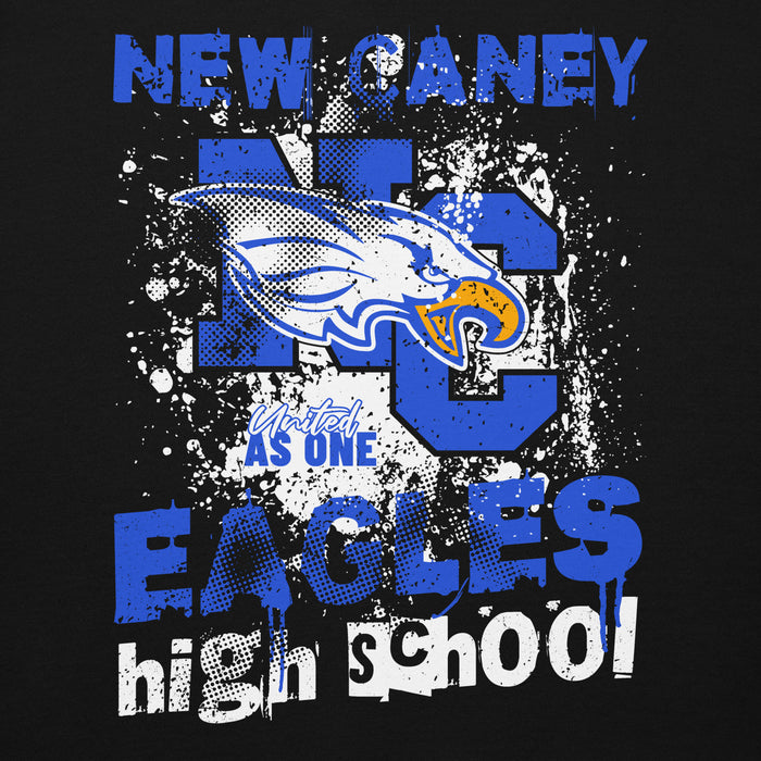 Close-up view of New Caney High School Eagles Black Premium Unisex Hoodie 205