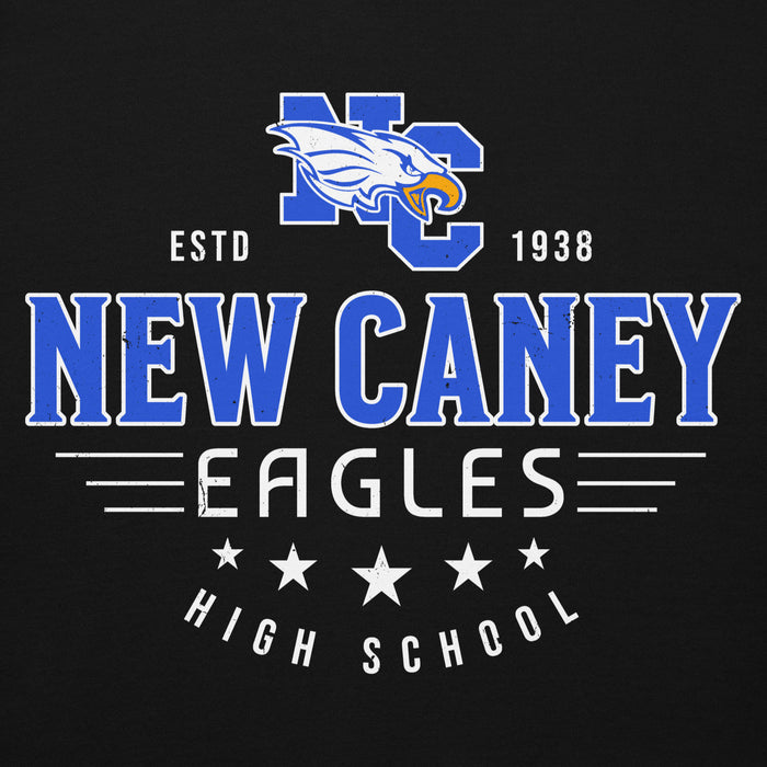 Close-up view of New Caney High School Eagles Black Premium Unisex Hoodie 217