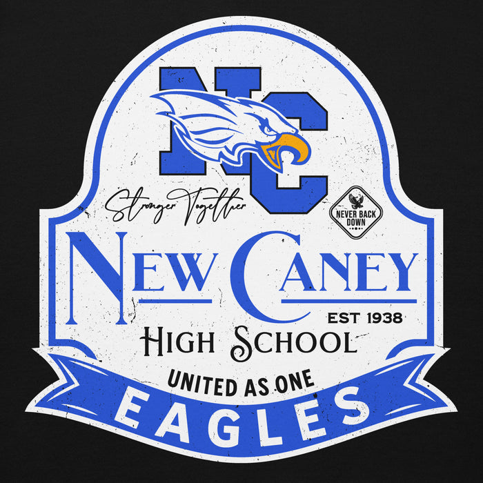 Close-up view of New Caney High School Eagles Black Premium Unisex Hoodie 219