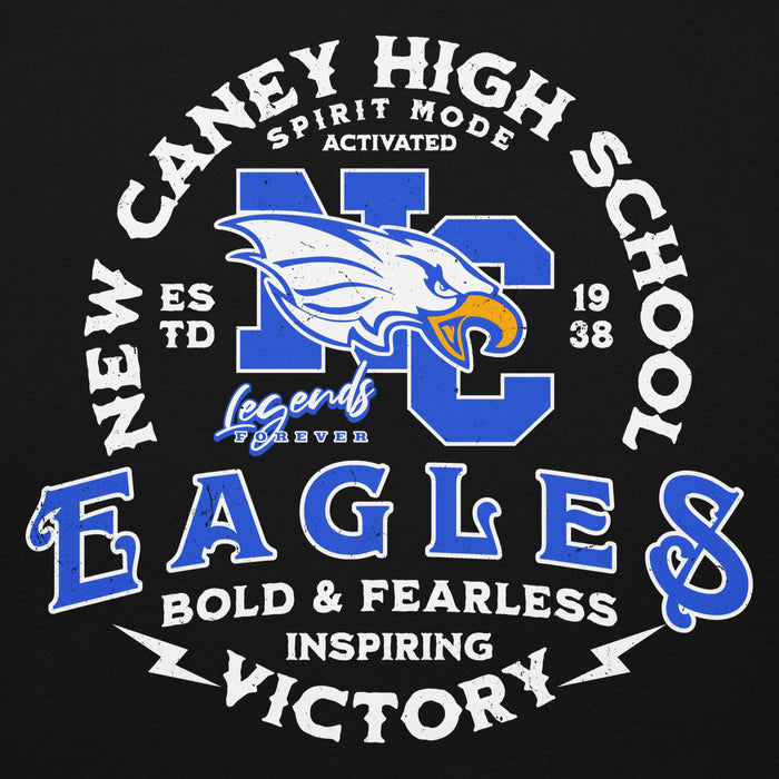 Close-up view of New Caney High School Eagles Black Premium Unisex Hoodie 206