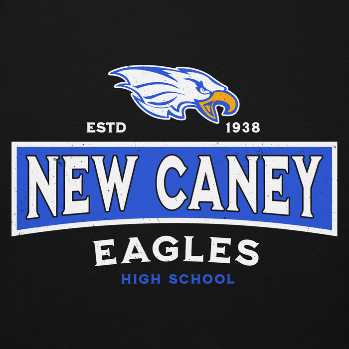 Close-up view of New Caney High School Eagles Black Premium Unisex Hoodie 202