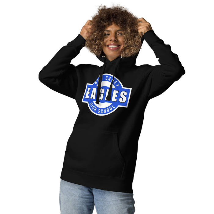 Woman wearing New Caney High School Eagles Black Premium Unisex Hoodie 011