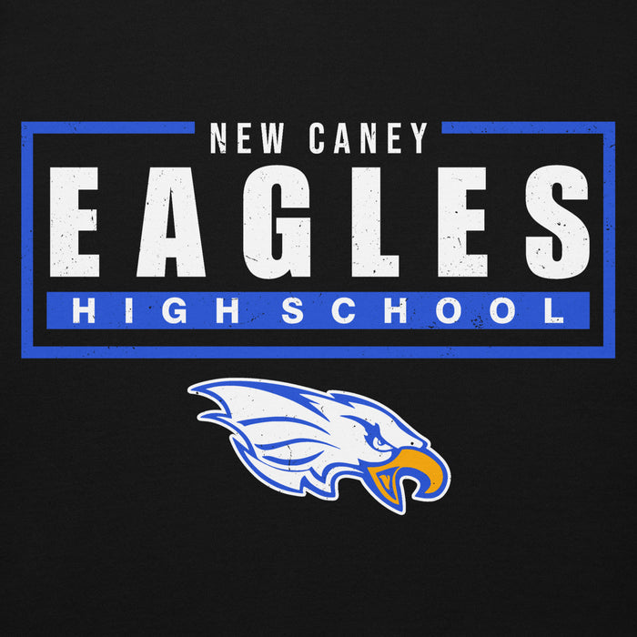 Close-up view of New Caney High School Eagles Black Premium Unisex Hoodie 049