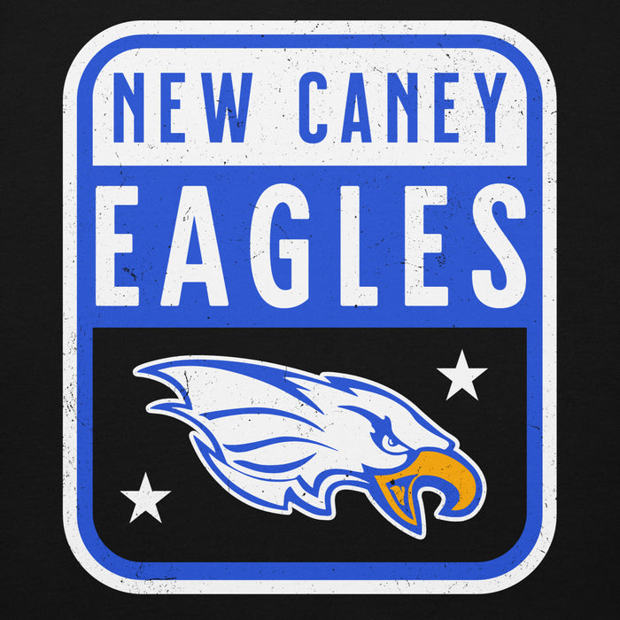 Close-up view of New Caney High School Eagles Black Premium Unisex Hoodie 001