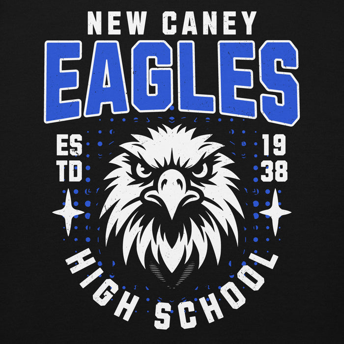 Close-up view of New Caney High School Eagles Black Premium Unisex Hoodie 204