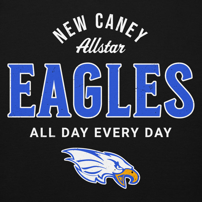 Close-up view of New Caney High School Eagles Black Premium Unisex Hoodie 040