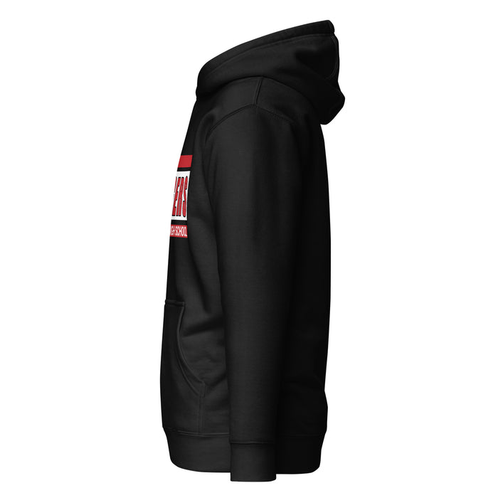 Side view of Katy High School Tigers Black Premium Unisex Hoodie 098