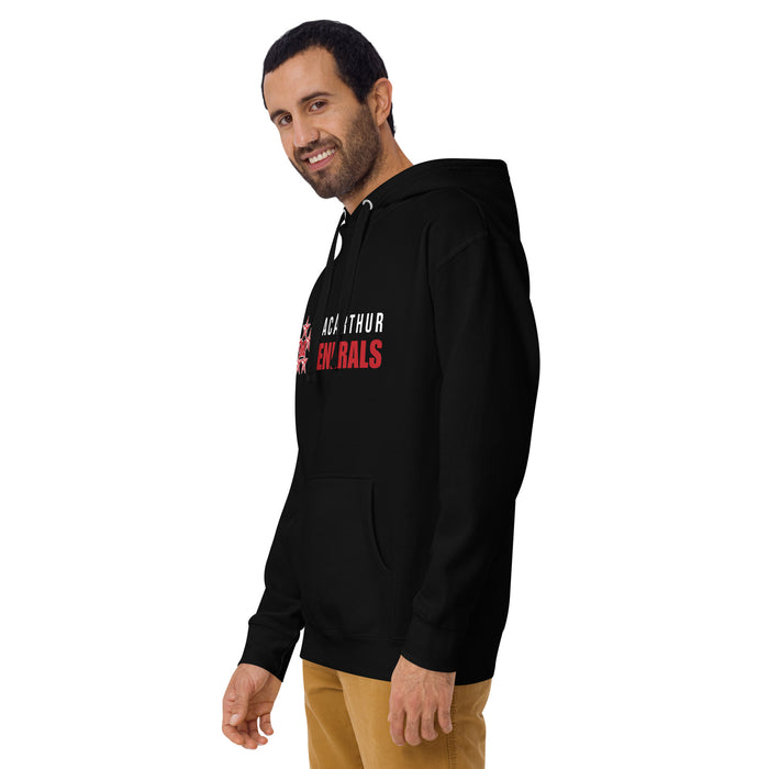 Man wearing MacArthur High School Generals Black Premium Unisex Hoodie 200