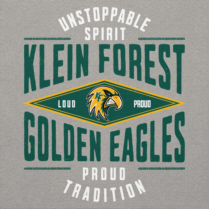 Close-up view of Klein Forest High School Golden Eagles Premium Carbon Grey Unisex Hoodie 210