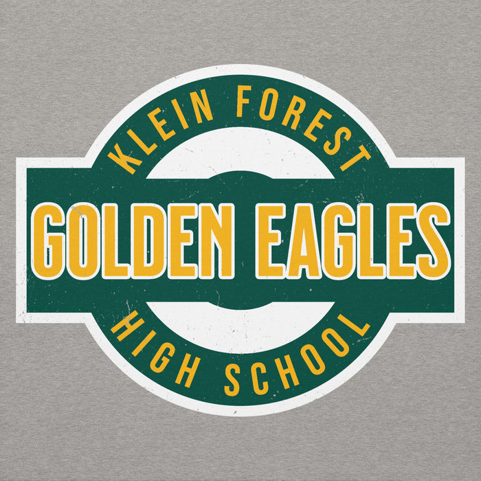 Close-up view of Klein Forest High School Golden Eagles Premium Carbon Grey Unisex Hoodie 011