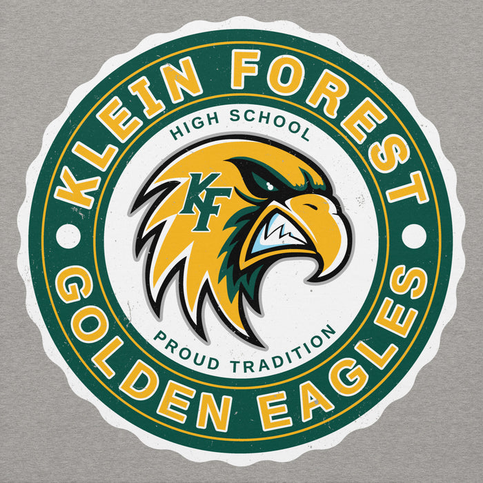 Close-up view of Klein Forest High School Golden Eagles Premium Carbon Grey Unisex Hoodie 216