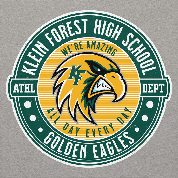 Close-up view of Klein Forest High School Golden Eagles Premium Carbon Grey Unisex Hoodie 224