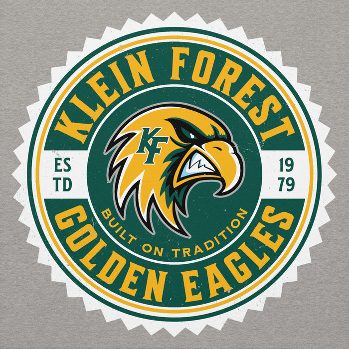 Close-up view of Klein Forest High School Golden Eagles Premium Carbon Grey Unisex Hoodie 203