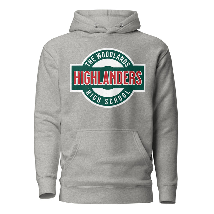 The Woodlands High School Highlanders Carbon Grey Premium Unisex Hoodie 011