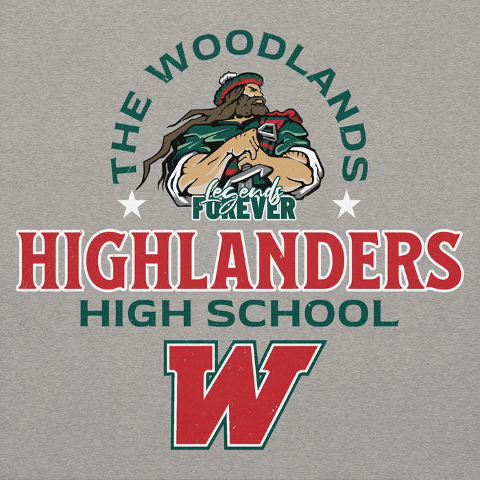 Side view of The Woodlands High School Highlanders Carbon Grey Premium Unisex Hoodie 222