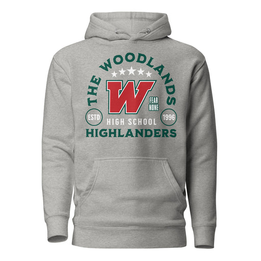 The Woodlands High School Highlanders Carbon Grey Premium Unisex Hoodie 208