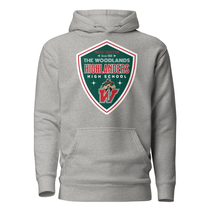 The Woodlands High School Highlanders Carbon Grey Premium Unisex Hoodie 225