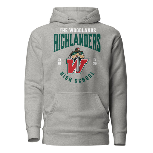 The Woodlands High School Highlanders Carbon Grey Premium Unisex Hoodie 213
