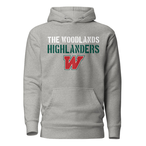 The Woodlands High School Highlanders Carbon Grey Premium Unisex Hoodie 024