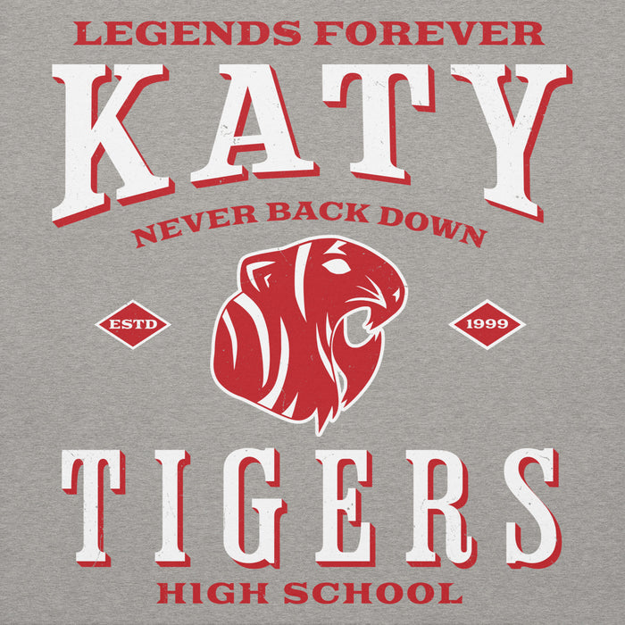 Close-up view of Katy High School Tigers Carbon Grey Premium Unisex Hoodie 230