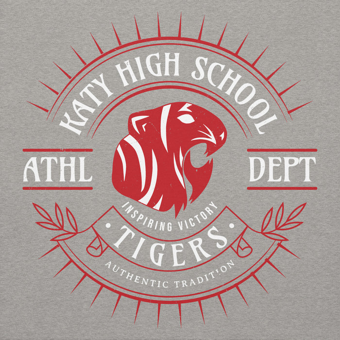 Close-up view of Katy High School Tigers Carbon Grey Premium Unisex Hoodie 201