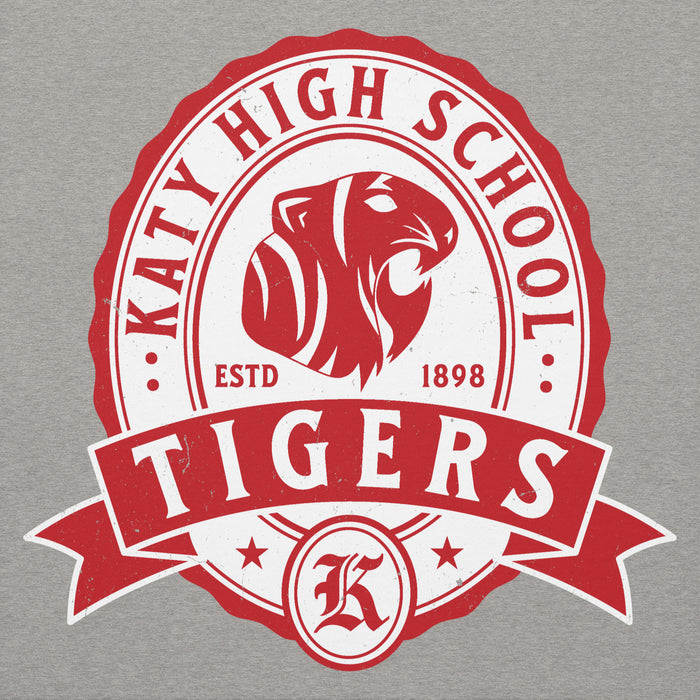 Close-up view of Katy High School Tigers Carbon Grey Premium Unisex Hoodie 212