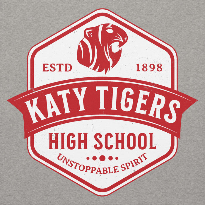 Close-up view of Katy High School Tigers Carbon Grey Premium Unisex Hoodie 209