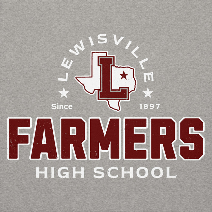 Close-up view of Lewisville High School Farmers Grey Classic Unisex Hoodie 222