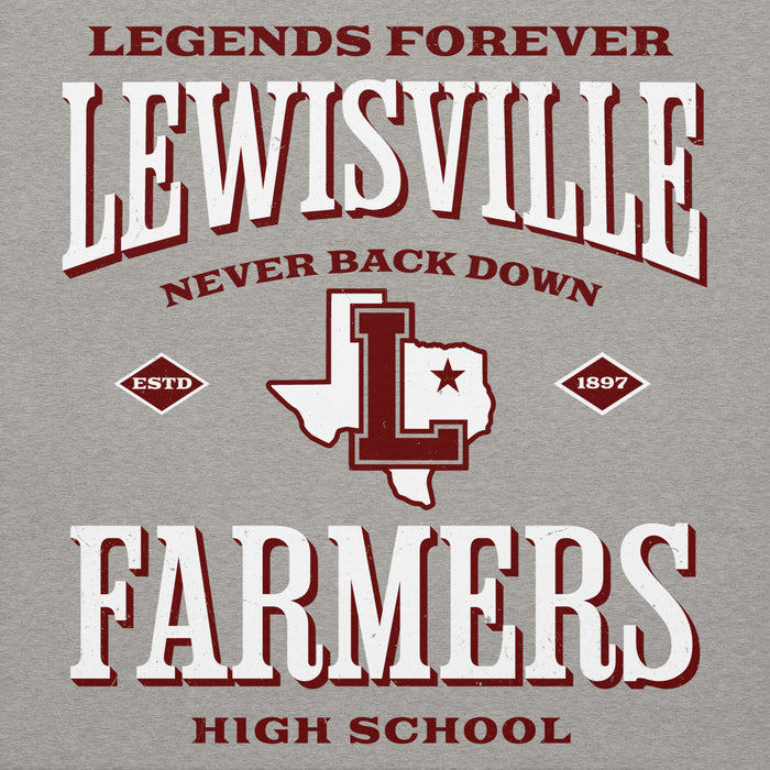 Close-up view of Lewisville High School Farmers Grey Classic Unisex Hoodie 230