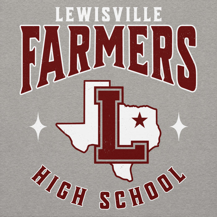 Close-up view of Lewisville High School Farmers Grey Classic Unisex Hoodie 213