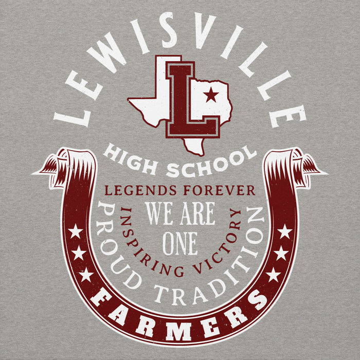 Close-up view of Lewisville High School Farmers Grey Classic Unisex Hoodie 229