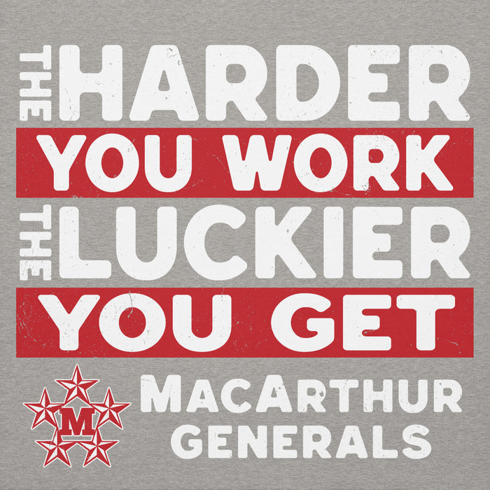 Close-up view of MacArthur High School Generals Grey Premium Unisex Hoodie 238