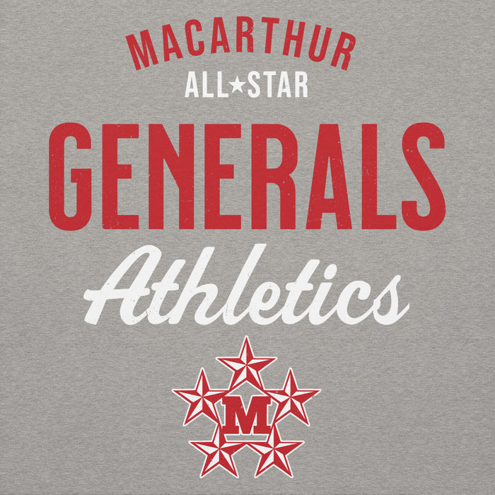 Close-up view of MacArthur High School Generals Grey Premium Unisex Hoodie 034