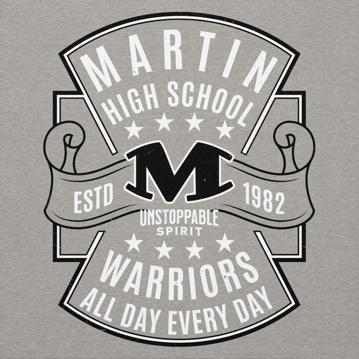 Close-up view of Martin High School Warriors Grey Premium Unisex Hoodie 207