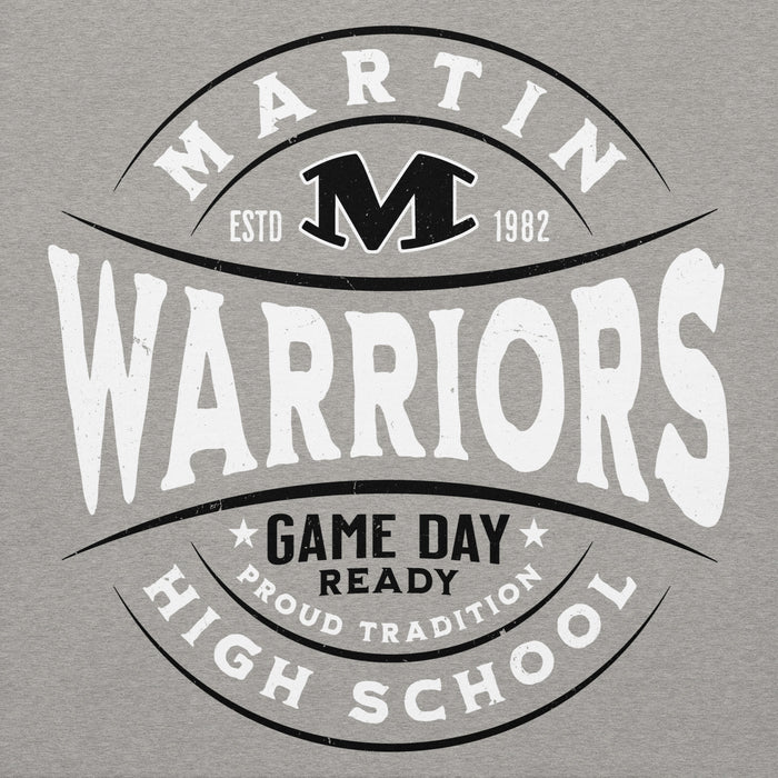 Close-up view of Martin High School Warriors Grey Premium Unisex Hoodie 218