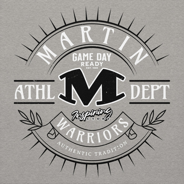 Close-up view of Martin High School Warriors Grey Premium Unisex Hoodie 201