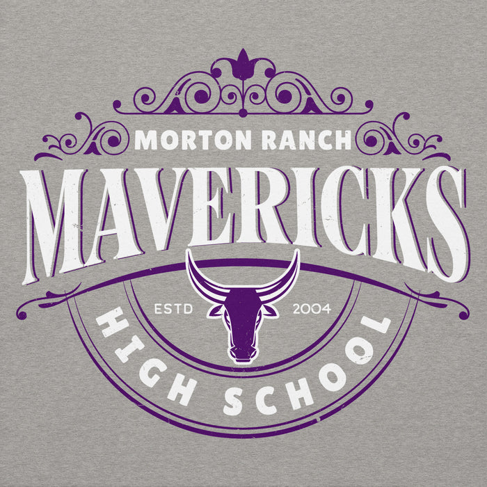 Close-up view of Morton Ranch High School Mavericks Premium Grey Unisex Hoodie 211